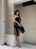 MTX 2025 New Style One-Strap Rhinestone Roman Sandals For Women Summer Design Sense Niche Black Pointed High Heel Stiletto_vogvips.com