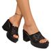 Women's Mesh Sequined High Heeled Slippers Breathable European American Style plus Size Summer Outdoor Wear Slip-On_vogvips.com