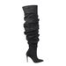 Denim Over-the-Knee Boots With Ruched Fashion High Heels, Stiletto Boots, Women's Shoes Manufacturer_vogvips.com