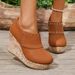 Women's over Platform Wedge Heel Shoes round Toe Thick Sole Side Zipper plus Size Spring New_vogvips.com