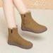 Winter Comfortable Soft Leather Fur Integrated Snow Boots, Thick Soled Short Boots, Mid Heeled Wool Cotton Boots, Women's Snow Boots_vogvips.com