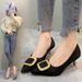 Women's Light Luxury Square Buckle High Heels Women's Stiletto Black Work Shoes Pointed Toe Single Shoes Autumn New_vogvips.com