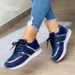 Large Size Thick Bottom Casual Low-Top Sneakers Color Matched Women's Comfortable Synthetic Upper Shoes_vogvips.com