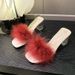 MTX 2025 New Summer Korean Style High Heels Thick Heel Slip-On Furry Bride Bridesmaid Robe Matching Shoes_vogvips.com