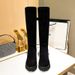with Legs, Petite Over-the-Knee Sole Long Boots, Slimming Thick Heel, Large Size, Wide Elastic Boots For Women_vogvips.com