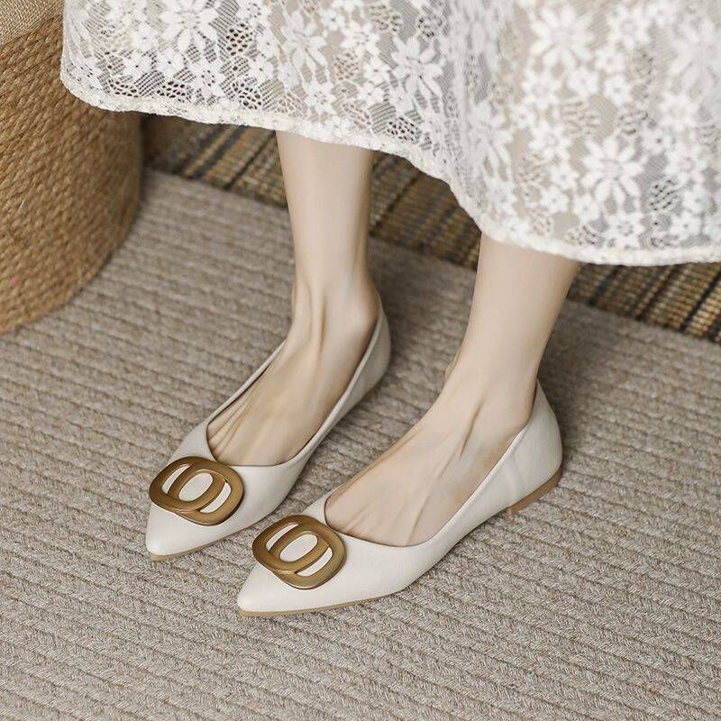 Genuine Flat Comfortable Women's New Summer Mom Pointed Toe Single Shoes Soft Leather Fairy Gentle Style Large Size_vogvips.com