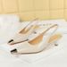 5312 European And American Style Fashionable Party Stiletto Low-cut Women's Shoes, Patent Leather Shiny Metal Toe, Back_vogvips.com