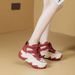 Platform Height-Increasing Dad For Women 2025 Summer New Lace-Up Fashionable Women's Shoes Color-Block Hollow Breathable_vogvips.com