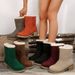 Large-size Snow Boots One Shoe Two Women's Chunky Heel Mid-calf Boots_vogvips.com