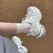 Silver Mesh Dad Shoes For Women 2025 Spring New Platform Thick Sole Height Increasing Slimming Lightweight Casual_vogvips.com