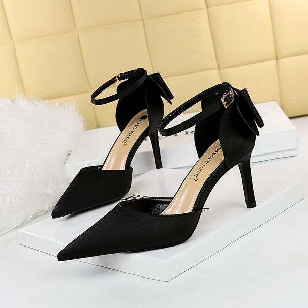 2025 Sweet Shoes, Fine High Heels, Shallow Mouth, Pointed Toe, Hollow Bow, Sandals_vogvips.com