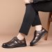 Hollow Out Casual Genuine Soft Leather Non-Slip Middle-Aged Dad Shoes Slip-On First Layer Cowhide Men's Sandals_vogvips.com