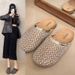 Women's Rhinestone Fishnet Closed Toe Sandals Breathable Hollow out Slip-On Mules Summer 2026 New Fashion_vogvips.com