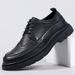 Euro Step Men's Leather Casual Shoes Autumn Brogue Thick Sole British Style Business Formal Trendy Lace-up_vogvips.com