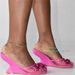 Mesh Wedge Heel Mules Women Round Toe Crystal Flower Decor Slip-On Hollow High Heeled Banquet Party Dress Slippers_vogvips.com