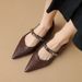 Belle Phoebe Pointed Toe Flats, French Flat Classic Shallow Mary Jane Shoes, New Metal Chain Leather Shoes_vogvips.com