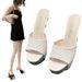 Women's High Heel Platform Sandals - Summer Chunky Heel Open-Toe Outdoor Slip-On Shoes_vogvips.com