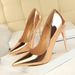 9511-7 European And American Style Fashion Metal Heels Women's High Heel Shallow Mouth Pointed Toe Sexy Nightclub_vogvips.com