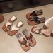 Women's Color Block Square Toe Slip-On Sandals Stylish Wedge Heel For Summer Fashionable Beach Shoes_vogvips.com