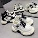 Smfk Ripple High Heels Sports Black And White Contrast Thick Bottom Casual Women's Shoes 25 Year Spring New Leather Dad_vogvips.com