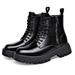 European Warm Series Martin Lightweight Thick-Soled Lace-Up Leather Autumn Winter Fleece-Lined Warm Work Round Toe Comfortable Side Zipper_vogvips.com