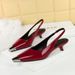 5312 European And American Style Fashionable Party Stiletto Low-cut Women's Shoes, Patent Leather Shiny Metal Toe, Back_vogvips.com