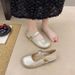 Gentle Flat-soled Single Shoes Women's Shallow Mouth Mary Jane Women's Shoes Two Wear Soft-soled Small Leather Shoes_vogvips.com