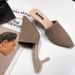 2024 Spring Summer New Pointed Toe Slippers For Women, Closed Toe, Stiletto Heel, Fashionable Fly Weave, Outdoor Wear,_vogvips.com