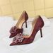 8238-H55 Chinese Style Women's Banquet High Slim Heels, Shallow Mouth, Pointed Toe, Side Hollowed Out Flower Patterned_vogvips.com