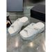 2026 Summer New High-Quality Style Thick-Soled Cross Sandals For Women Slip-On Genuine Leather Denim Half Slippers_vogvips.com