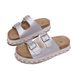 Platform Rhinestone Flip Flops, New Style, Cork Double Buckle Beach Sandals, Women's Style, Size 43_vogvips.com