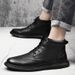 Men's Mid-top Leather Boots Casual, Breathable Velvet Martin Boots_vogvips.com