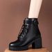 Plus Size 24 Autumn New Lace-up Round Toe Buckle Thick-soled Short For Women British Style Fashion Trendy Martin Boots_vogvips.com
