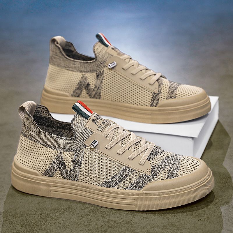 Luxury Men's Slip-On Sneakers Breathable Flyknit Mesh Lightweight Thin Summer Sports Casual Shoes Trendy Affordable_vogvips.com