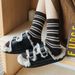 Wool Socks For Men And Women, Warm Thermal Mid-Crew Socks With Striped Pattern, Soft And Breathable, Unisex Casual Socks For All Seasons_vogvips.com
