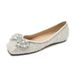 Rhinestone Single Shoes Women's Autumn Shallow Mouth Bow French Gentle Shoes Large Size Women's Shoes_vogvips.com