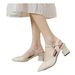 Simple Closed-Toe 2023 Spring Summer New One-Strap Fairy Style Pointed Toe Sandals Chunky Heel Fashion Women's Shoes_vogvips.com