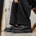 Men's Derby Shoes, High-End Feel, Spring Thick-Soled, Height-Increasing Leather Shoes, Young Trendy Brand, Commuter Blac_vogvips.com