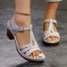 Cross-Border Plus Size For Women 2025 Summer New Solid Color European And American Style Fish Mouth Thick One-Strap High_vogvips.com
