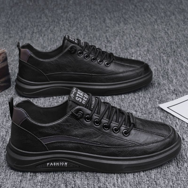 Spring Men's Shoes 2024 New Spring And Autumn Sports Casual Leather Shoes Men's Board Shoes Black Non-slip Waterproof Chef Labor Protection_vogvips.com