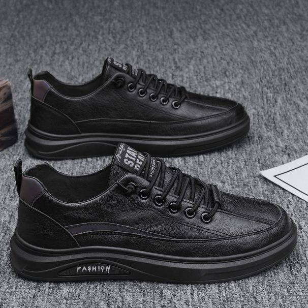 Spring Men's Shoes 2024 New Spring And Autumn Sports Casual Leather Shoes Men's Board Shoes Black Non-slip Waterproof Chef Labor Protection_vogvips.com