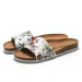 RUIZUSTOCK New Slippers Floral Print Single Strap Cork Footbed Slides White Botanical Pattern Casual Sandals_vogvips.com