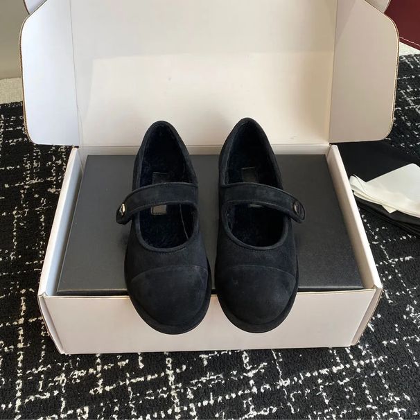In-Stock Foreign Trade Autumn And Winter New Style Mary Jane With Wool Lining For Warmth, Flat Solid Color Versatile_vogvips.com