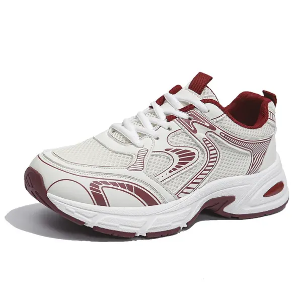 Women's Black And White Chunky Sneakers Breathable Mesh Platform Dad Shoes Ultra Light Casual Couple New Unisex Sneakers_vogvips.com