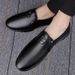 Men's Round Head Leather Casual Men's Casual Single Shoes Front Lace-up Loafers Casual Leather Shoes Men's Shoes_vogvips.com