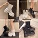 Breathable Martin Spring And Summer Thin Short 2025 New Thick-Soled Mesh Boots, Denim Hollow-Out Sandals_vogvips.com