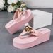 Xiaohei's Summer New Plus Size Chain Women's Height Increasing Sponge Cake And Breathable Casual Slippers For Women_vogvips.com