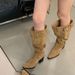 Wide-Shaft Suede Long Riding 2026, Vintage Wide-Shaft Chunky Heel Pointed Toe Buckle Ruched Stacked Boots For Women_vogvips.com
