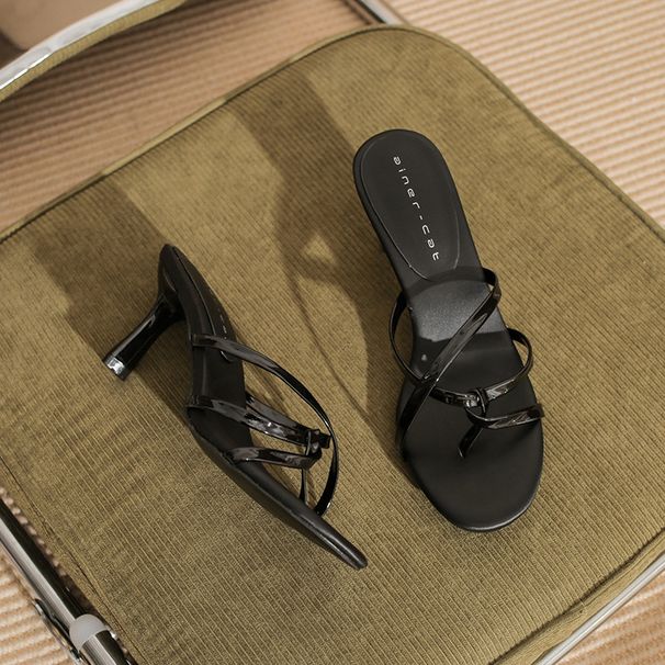 72901 Women's High-heeled 2026 Summer New Style Thin-heeled Outdoor Sandals With Toe Clip And Single Strap_vogvips.com