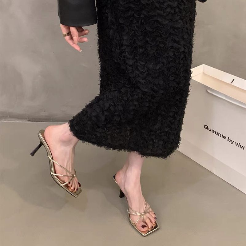 Niche Style Flip-flop Flip-flops Fairy Shoes Outwearnew Arrivalsummer Silver High Heels Sandals_vogvips.com